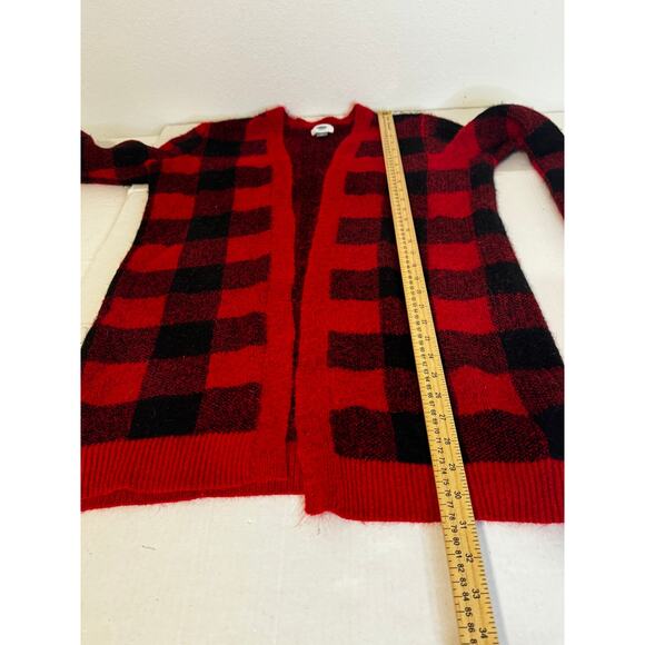 Old Navy Women Cardigan‎ Sweater Buffalo Plaid Red Black Size Medium - Picture 5 of 7